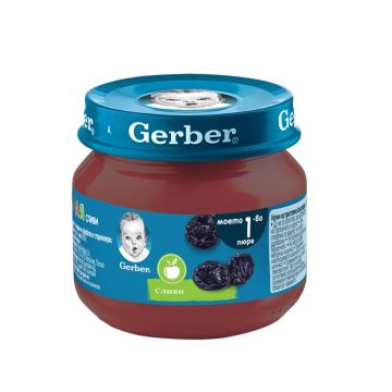 GERBER® Храна за бебета Сливи пюре Моето първо пюре бурканче 80 гр