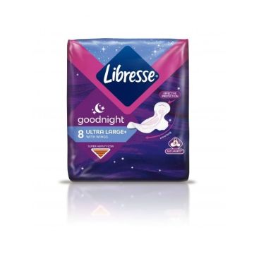 Libresse Goodnight Ultra Large Нощни дамски превръзки с крилца х 8 бр.