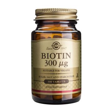 Solgar Biotin Биотин за здрави коса, кожа и нокти 300 μg х100 таблетки