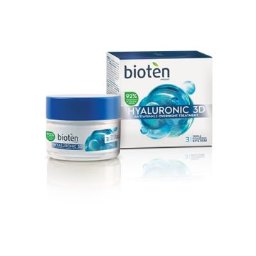 Bioten Hyaluronic 3D Нощен крем за лице против бръчки с хиалуронова киселина 50 мл