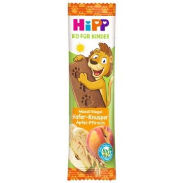 Hipp био мюсли бар с овес, ябълка и праскова 12м+ 20гр 