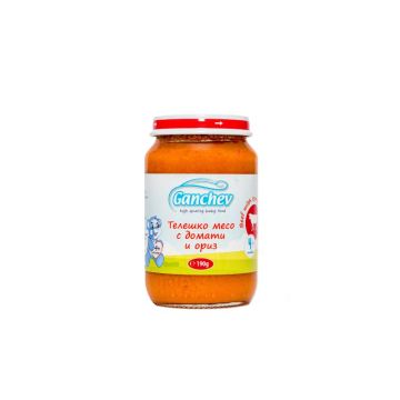 Ganchev Пюре телешко месо с домати и ориз 4М+ 190 гр