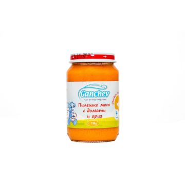 Ganchev Пюре пилешко месо с домати и ориз 4М+ 190 гр