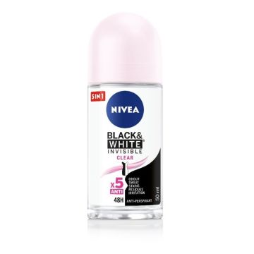 Nivea Black & White Invisible Clear Дезодорант рол-он против изпотяване за жени 50 мл