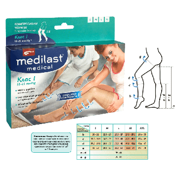 Medica Medilast Medical Компресивeн чорап 7/8 Клас 1 Размер L 1 бр
