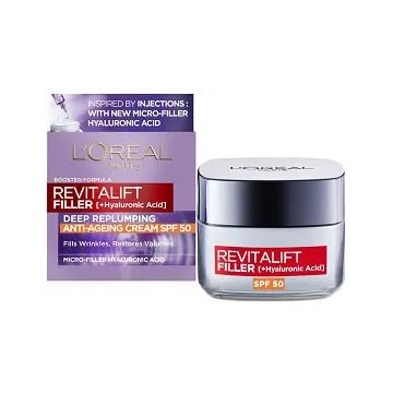 L’Oreal Revitalift Filler Дневен крем за лице против стареене с хиалуронова киселина SPF50 50 мл