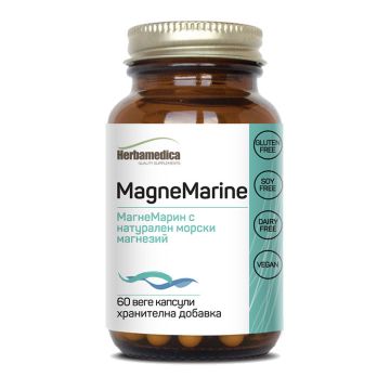 Herbamedica Magne Marine Натурален морски магнезий за нервната система и мускулите 350 мг х60 капсули