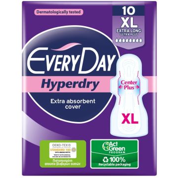 Everyday Hyperdry Extra Long Ultra Plus XL Дамски превръзки с двойни крилца х10 бр 