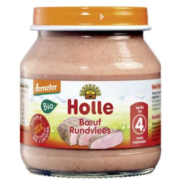 Holle Био пюре с говеждо месо 4М+ 125 гр