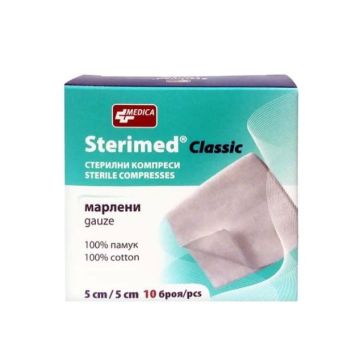 Medica Sterimed Classic Стерилни марлени компреси класик 5/5 см 10 бр