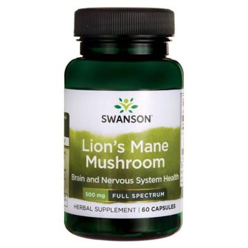 Swanson Lion's Мane Мushroom Гъба Лъвска грива 500 мг х 60 капсули