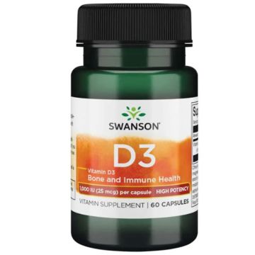 Swanson Vitamin D3 Витамин D3 1000 IU 25 мкг х 60 капсули 
