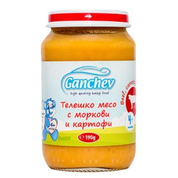 Ganchev Пюре телешко месо с моркови и картофи 4М+ 190 гр
