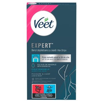 Veet Easy-Gelwax Депилиращи восъчни ленти за чувствителна кожа 12 бр