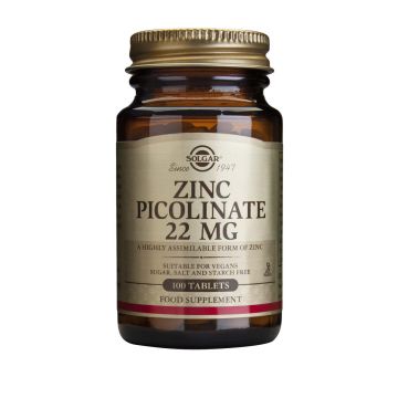 Solgar Zinc Picolinate Цинк пиколинат за имунната система 22 мг х 100 таблетки