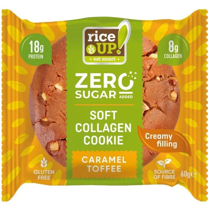 RiceUP Zero Sugar Collagen cookie Колагенова бисквита Тофи карамел 60 гр