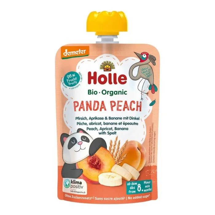 Holle Био пауч праскова, кайсия, банан и спелта 8М+ 100 гр