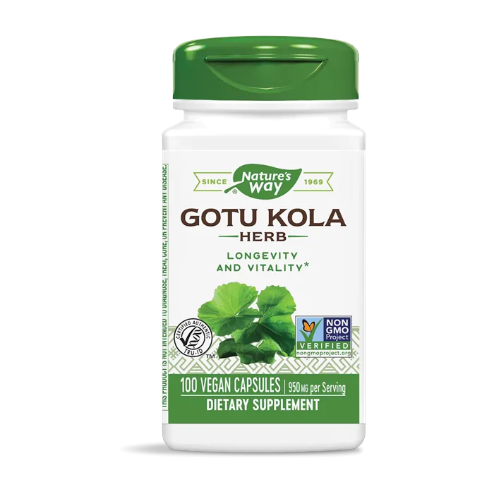 Nature's Way Gotu Kola Herb Азиатска центела за жизненост и дълголетие 475 мг х 100 V капсули