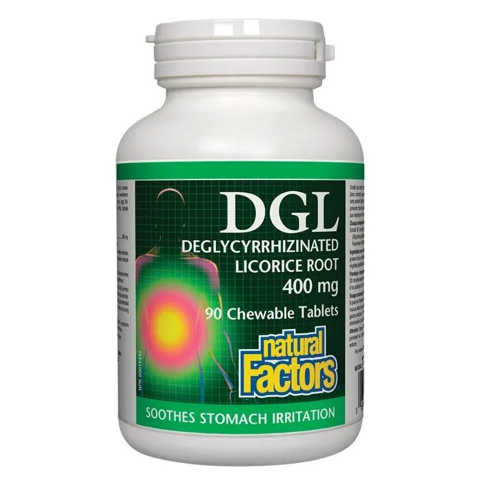 Natural Factors DGL при стомашни киселини 400 мг х 90 дъвчащи таблетки