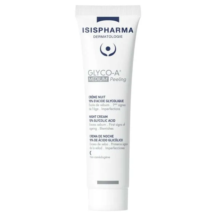 Glyco-A Medium Peeling Нощен крем с 10% гликолова киселина против стареене на кожата, бръчки и тъмни петна 30 мл Isis Pharma