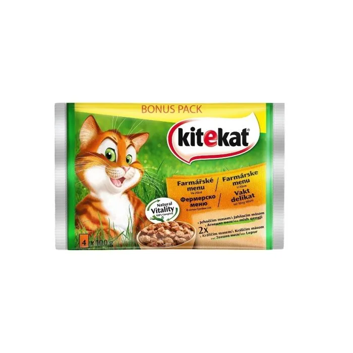 Kitekat Пауч с микс фермерско месо за котки 4х100 гр
