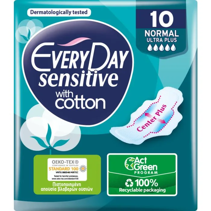 Everyday Sensitive Normal Ultra Plus Дамски превръзки с крилца 10 бр