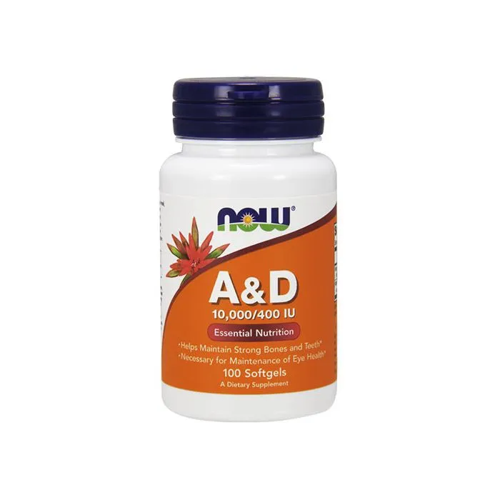 Now Foods А & D Витамини А и Д х 100 дражета