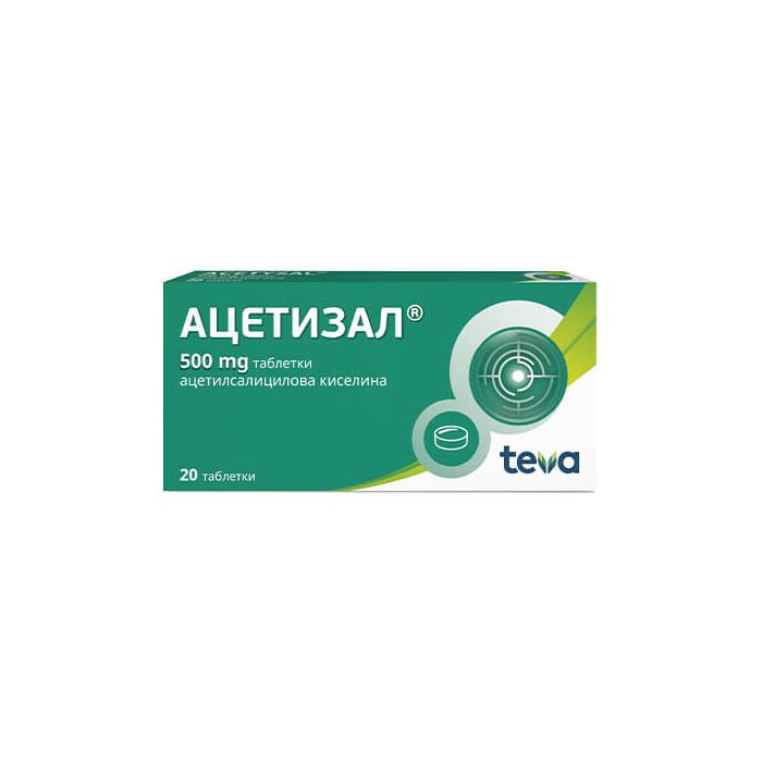 Ацетизал при болка и грипни състояния 500 мг 20 таблетки Teva