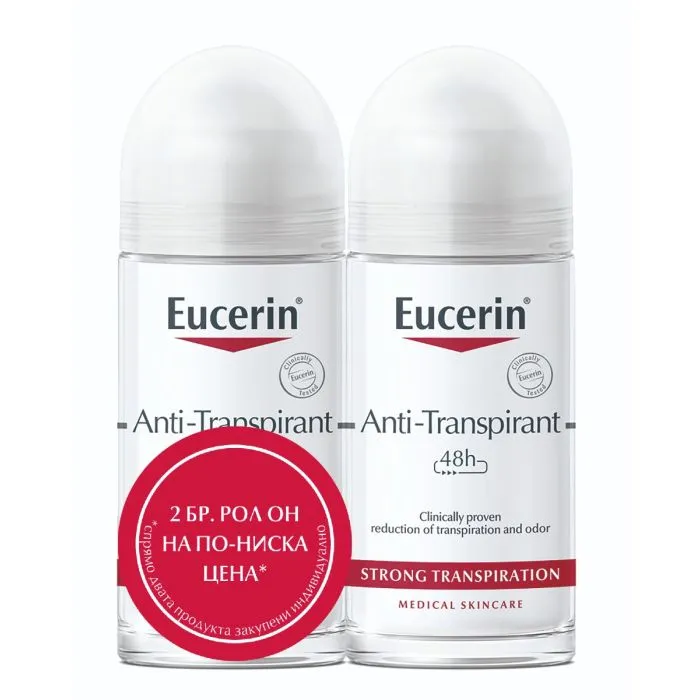 Eucerin Anti-transpirant 48h Deodorant Roll-on Дезодорант рол-он против силно изпотяване 2 х 50 мл Комплект