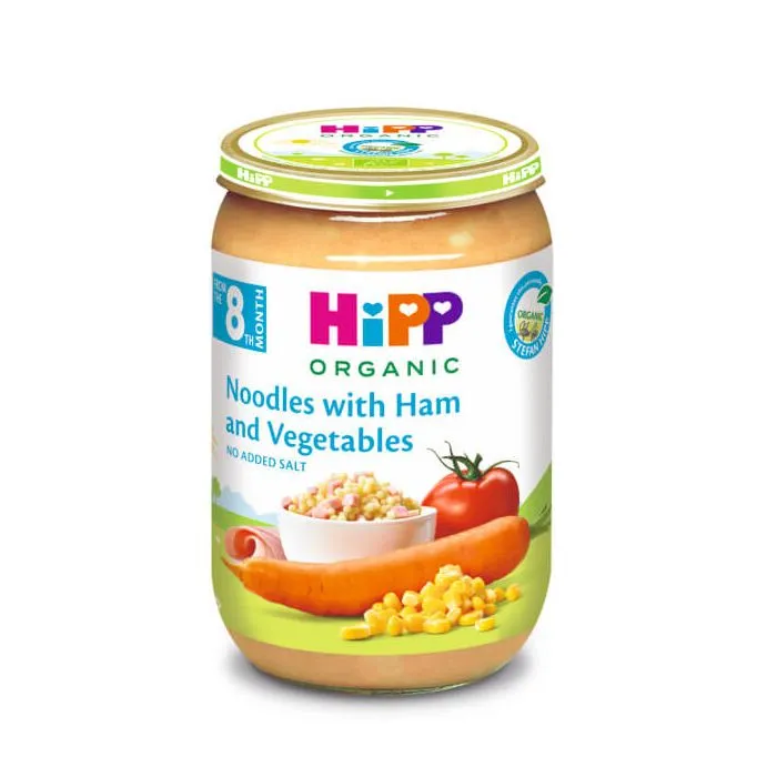 Hipp Био макарони с шунка и зеленчуци 8М+ 220 г