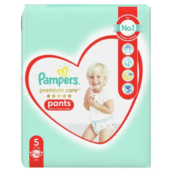 Пелени - гащички Pampers Premium Care Pants Размер 5 34 бр