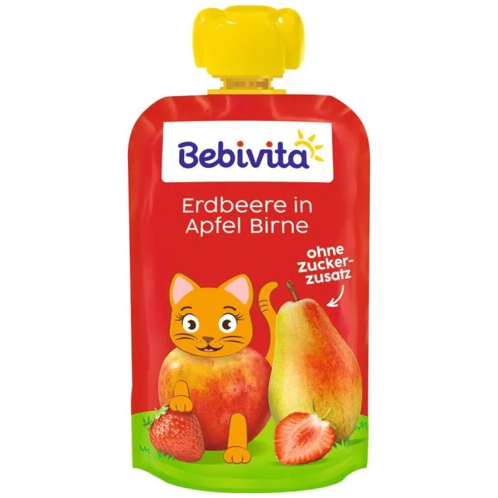 Bebivita Плодов пауч ягода, ябълка и круша 12М+ 90 г