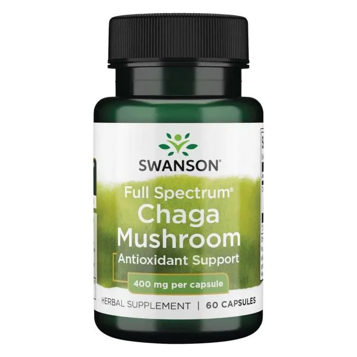 Swanson Full Spectrum Chaga Mushroom Пълен Спектър Гъба Чага 400 мг 60 капсули