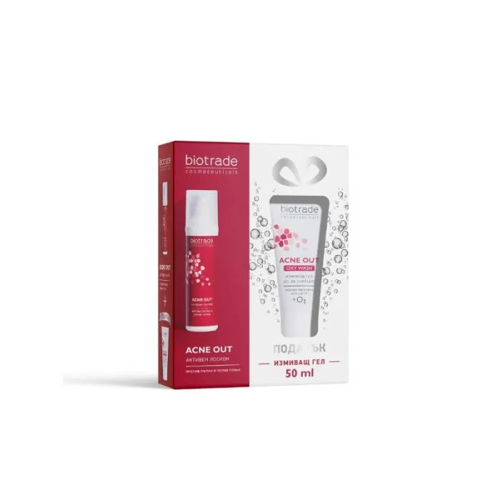 Biotrade Acne Out Активен лосион за акнеична кожа 60 мл + Подарък: Biotrade Acne Out Измиващ гел за проблемна и мазна кожа 50 мл Комплект