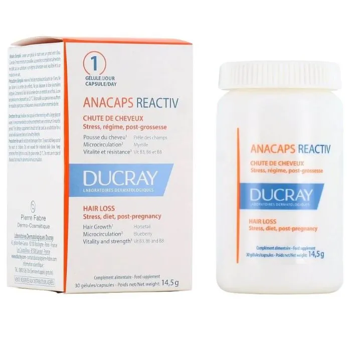 Ducray Anacaps Reactive Хранителна добавка срещу реактивен косопад х 30 капсули