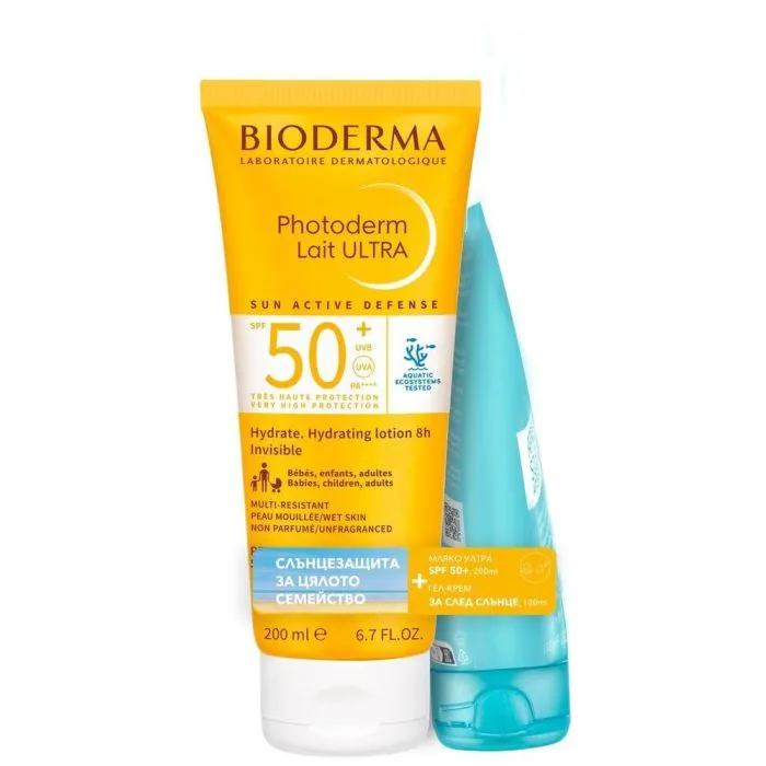 Bioderma Photoderm Ultra Слънцезащитно мляко SPF50+ 200 мл + Bioderma Photoderm Après-soleil Гел-крем за след слънце 100 мл Комплект