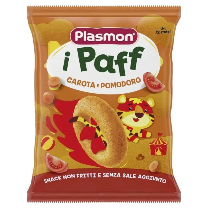 Plasmon Paff Снакс с домат и морков 12М+ 15 г