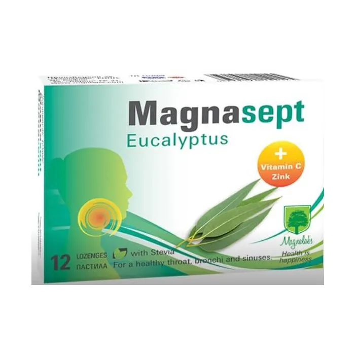 Magnasept Eucalyptus При гърлобол и запушен нос х 12 пастила Magnalabs