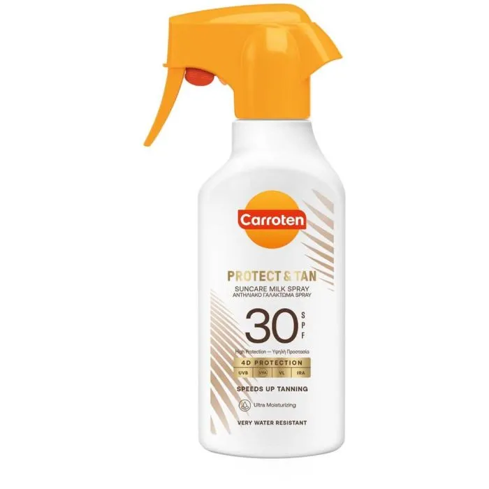 Carroten Protect & Ten Слънцезащитно мляко спрей за тен SPF30 270 мл 
