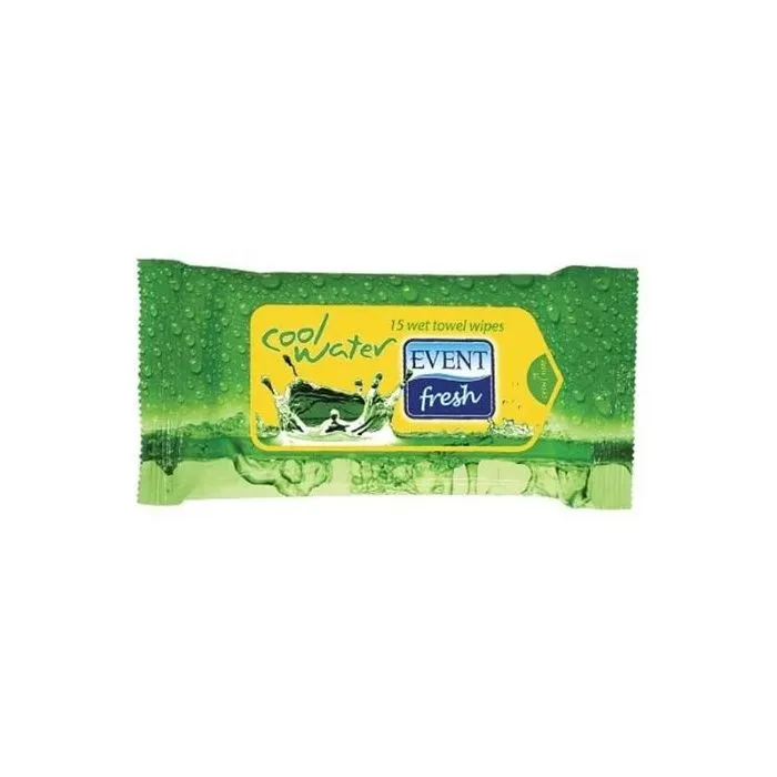 Event Fresh Cool Water Почистващи мокри кърпи зелени 15 бр