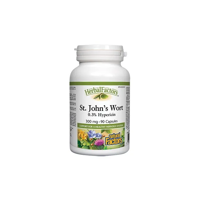 Natural Factors St. John's Wort Жълт кантарион подобрява настроението и съня 300 мг х 90 капсули