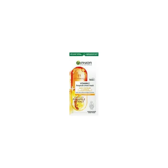 Garnier Skin Naturals Ampoule Лист-маска за уморена кожа с витамин C и ананас 1 брой