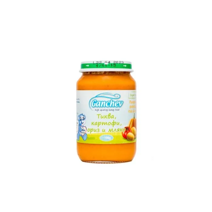 Ganchev Пюре тиква, картофи, ориз и мляко 4М+ 190 гр