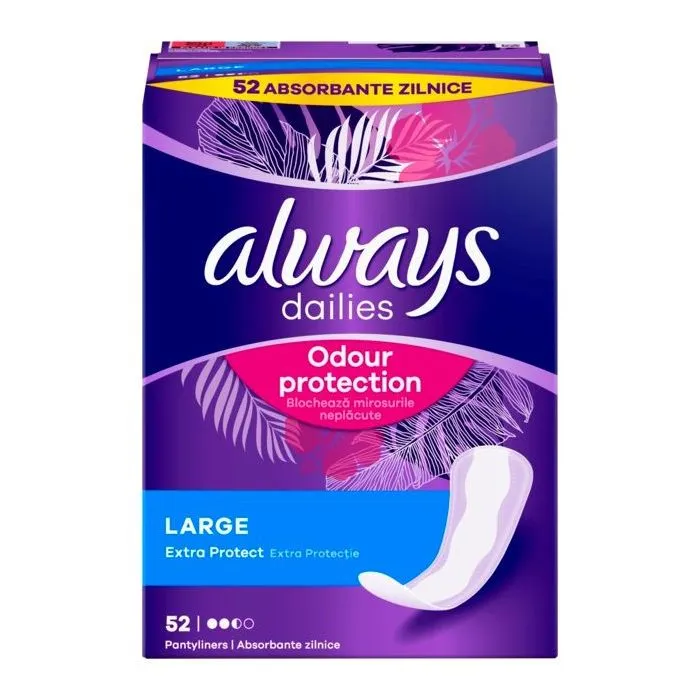 Always Dailies Odour Protection Large Extra Protect Ежедневни превръзки х52 бр