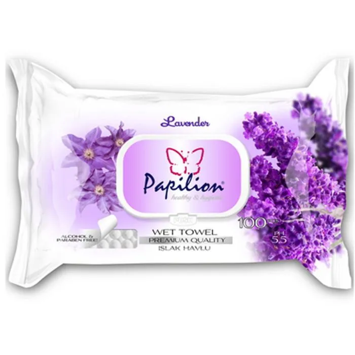 Papilion Мокри кърпи с екстракт от лавандула с капак x100 бр