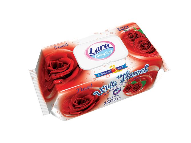 Lara Мокри кърпички с екстракт от роза x120 бр