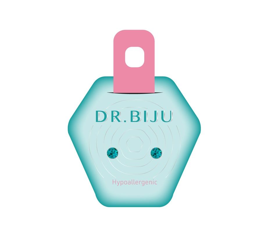Dr. Biju Hypoallergenic BLUE ZIRCON Хипоалергенни обеци със сини циркони DXI40C229