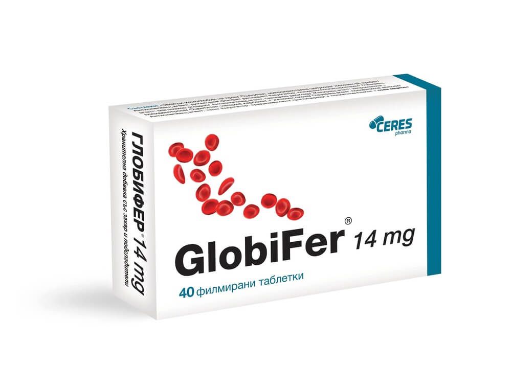 AboPharma GlobiFer Глобифер желязо за възрастни 14 мг х 40 таблетки