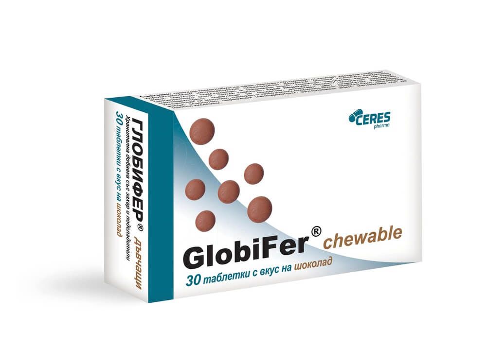 AboPharma GlobiFer Глобифер желязо за деца х 30 дъвчащи таблетки с вкус на шоколад