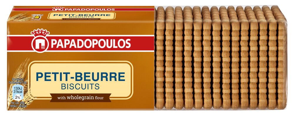 Papadopoulos Petit Beurre Пълнозърнести бисквити 225 г